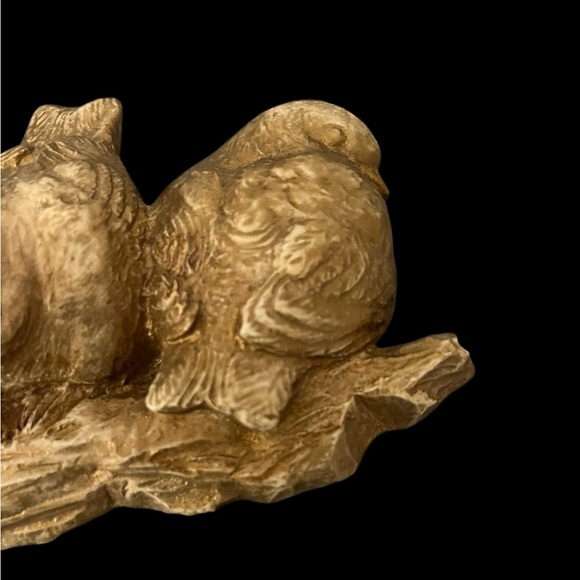 Hen Feathers Hand Cast Three Birds Gold Champagne Resin Wall Hanging Decor - Picture 6 of 14